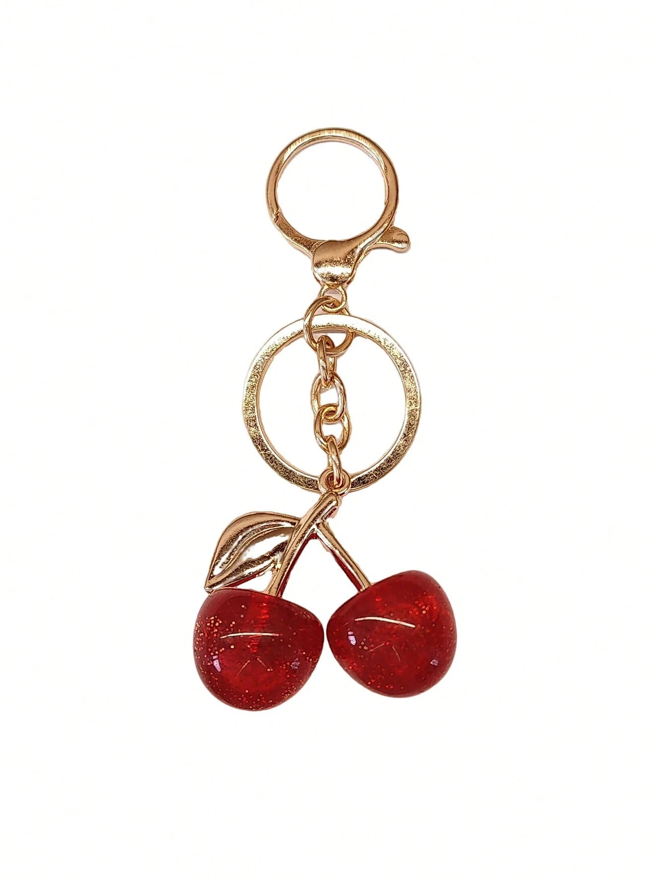 Cherry Pendant, New Arrival Big Cherry Shaped Crystal Pendant, Keychain Pendant,Glitter Cherry Charm Keychain With Clip For Bag, Sparkling Resin