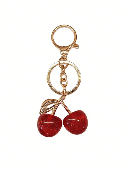 Cherry Pendant, New Arrival Big Cherry Shaped Crystal Pendant, Keychain Pendant,Glitter Cherry Charm Keychain With Clip For Bag, Sparkling Resin