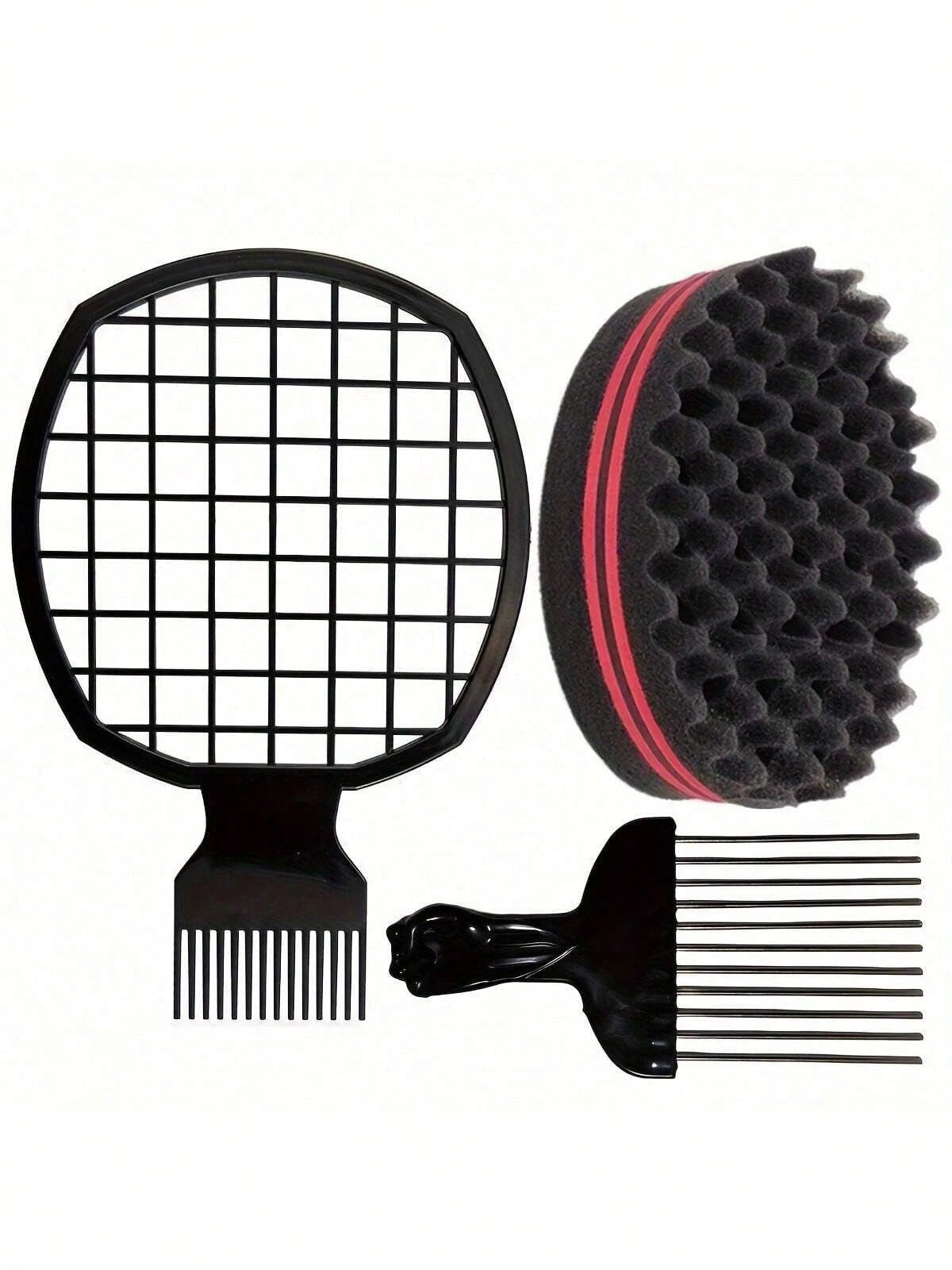 CHIGO Professional Steel Needle Brush, Salon Grade, With Wax Tip, 1pc, Black Plastic Handle, Stainless Steel Needle Brush, Premium Stainless Steel Hair Styling Comb- African Style Brush And Fork Comb