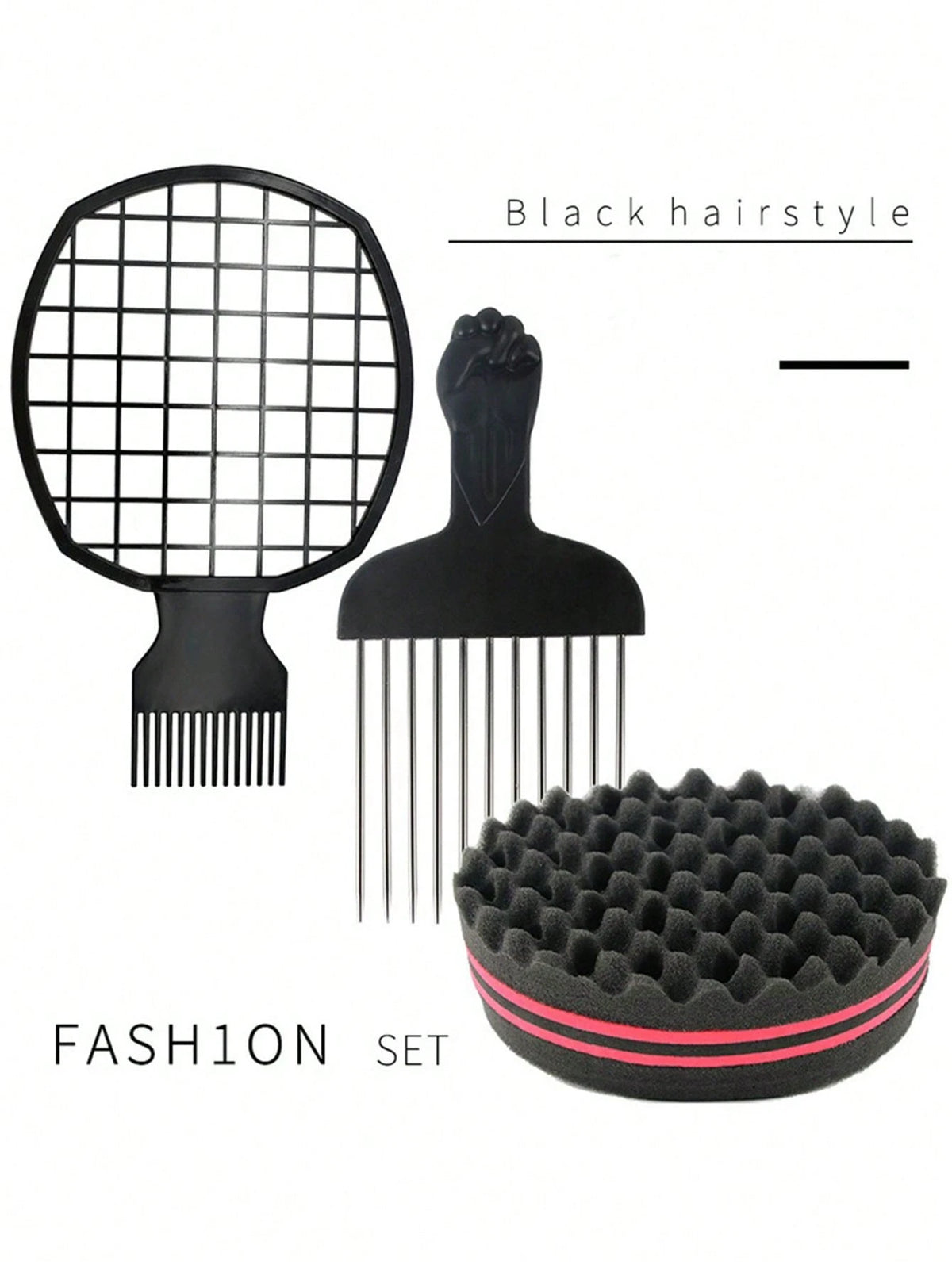 CHIGO Professional Steel Needle Brush, Salon Grade, With Wax Tip, 1pc, Black Plastic Handle, Stainless Steel Needle Brush, Premium Stainless Steel Hair Styling Comb- African Style Brush And Fork Comb