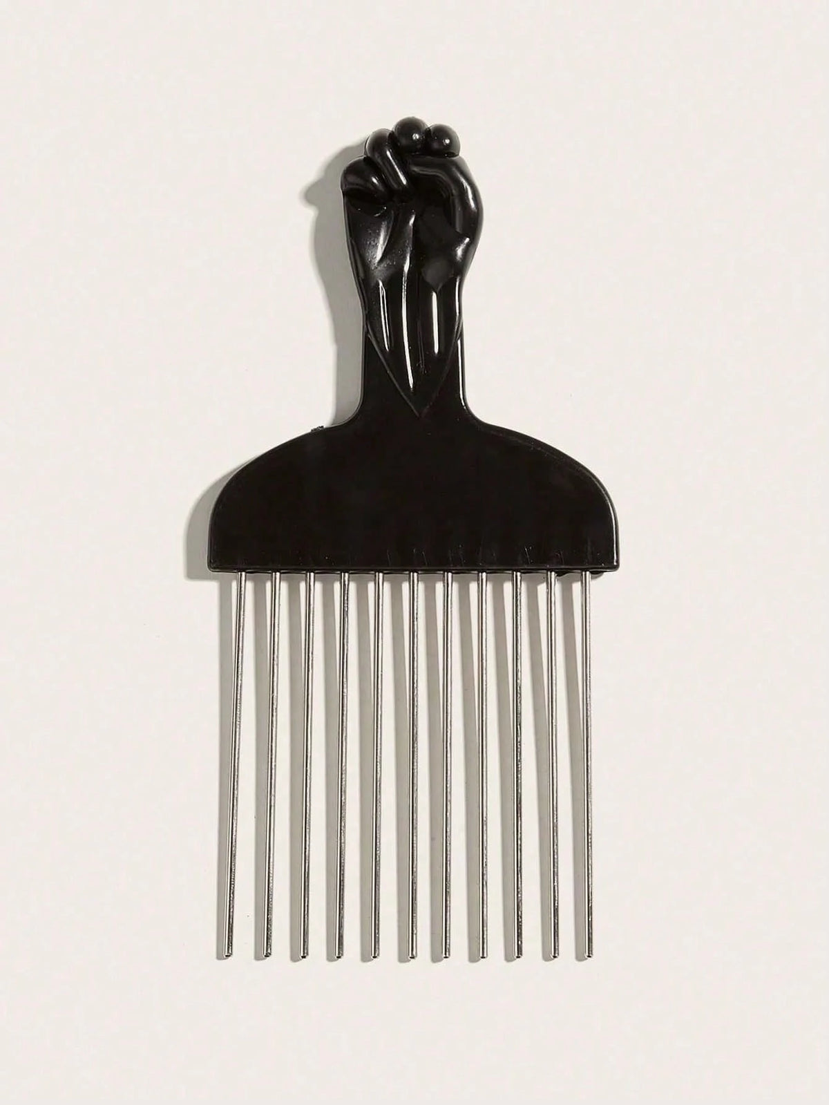 CHIGO Professional Steel Needle Brush, Salon Grade, With Wax Tip, 1pc, Black Plastic Handle, Stainless Steel Needle Brush, Premium Stainless Steel Hair Styling Comb- African Style Brush And Fork Comb
