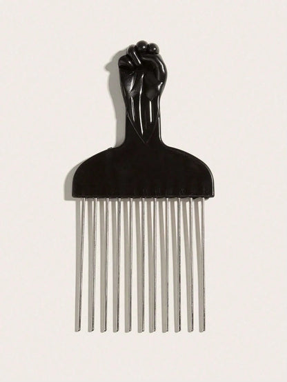 CHIGO Professional Steel Needle Brush, Salon Grade, With Wax Tip, 1pc, Black Plastic Handle, Stainless Steel Needle Brush, Premium Stainless Steel Hair Styling Comb- African Style Brush And Fork Comb