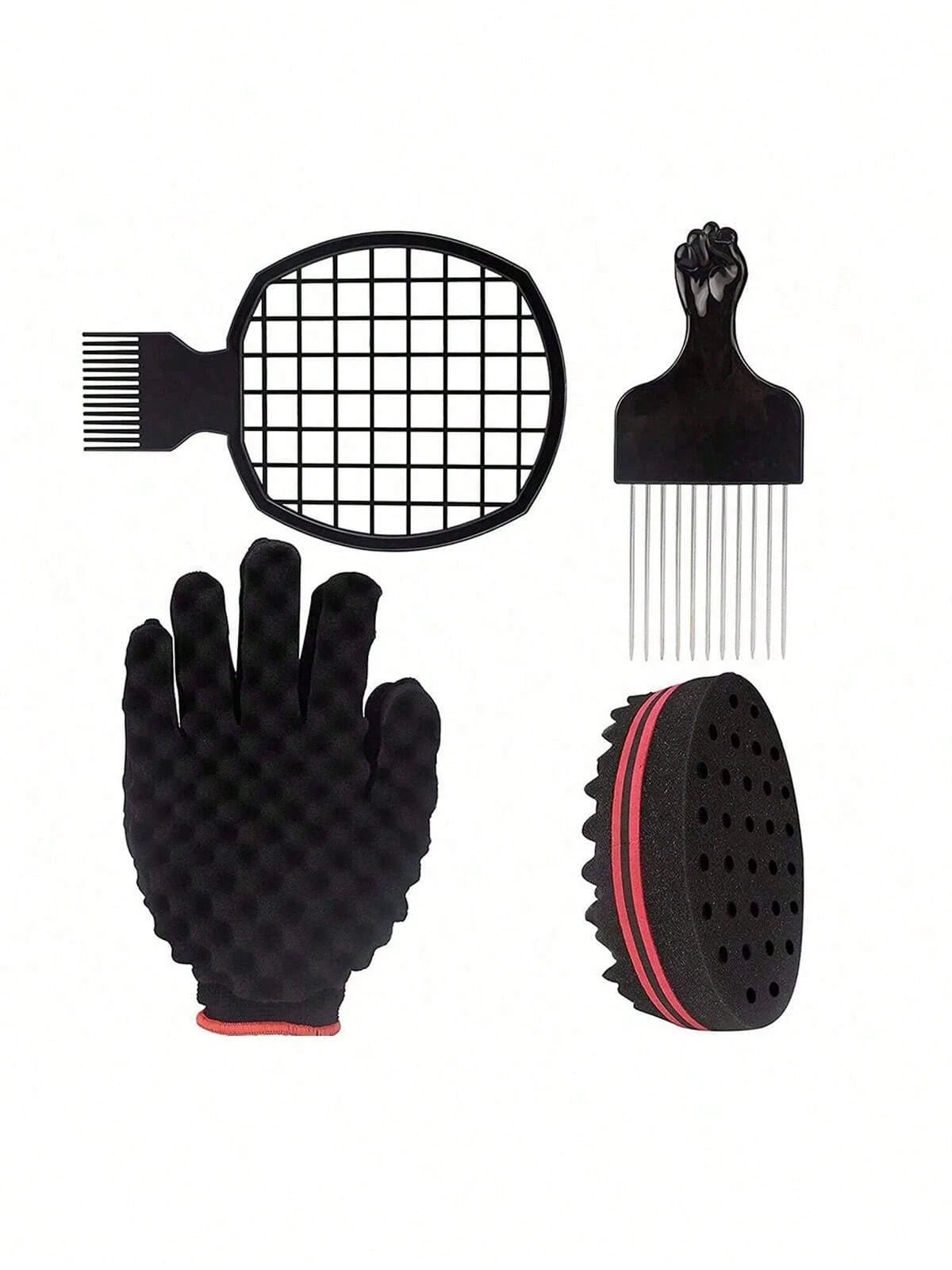 CHIGO Professional Steel Needle Brush, Salon Grade, With Wax Tip, 1pc, Black Plastic Handle, Stainless Steel Needle Brush, Premium Stainless Steel Hair Styling Comb- African Style Brush And Fork Comb