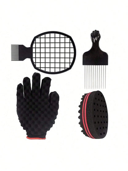 CHIGO Professional Steel Needle Brush, Salon Grade, With Wax Tip, 1pc, Black Plastic Handle, Stainless Steel Needle Brush, Premium Stainless Steel Hair Styling Comb- African Style Brush And Fork Comb