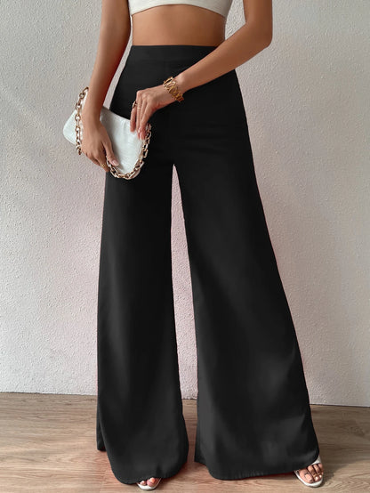 Chiquease High Waist Wide Leg Pants,Ladies Spring/Fall Casual High Waist Wide Leg Long Black Loose Women Pants,Casual Daily Wear