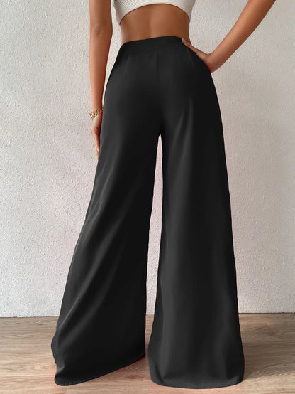 Chiquease High Waist Wide Leg Pants,Ladies Spring/Fall Casual High Waist Wide Leg Long Black Loose Women Pants,Casual Daily Wear