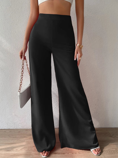 Chiquease High Waist Wide Leg Pants,Ladies Spring/Fall Casual High Waist Wide Leg Long Black Loose Women Pants,Casual Daily Wear