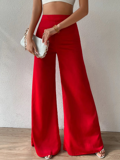 Chiquease High Waist Wide Leg Pants,Ladies Spring/Fall Casual High Waist Wide Leg Long Black Loose Women Pants,Casual Daily Wear