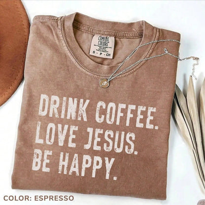 Christian Shirt, Jesus And Coffee Shirt, Minimalist Jesus Apparel, Coffee Lover Tshirt, Going Out Outfits