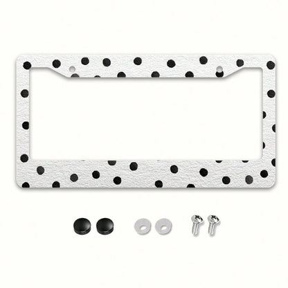 Classic Polka Dot Car License Plate Frame, Christmas Holiday Car Decor, Includes Mounting Screws, Fits North American & Most International Vehicles, 12x6 Inch, Car Must-Have Accessory, Ideal Gift For