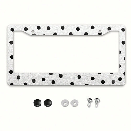 Classic Polka Dot Car License Plate Frame, Christmas Holiday Car Decor, Includes Mounting Screws, Fits North American & Most International Vehicles, 12x6 Inch, Car Must-Have Accessory, Ideal Gift For