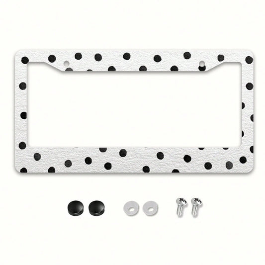 Classic Polka Dot Car License Plate Frame, Christmas Holiday Car Decor, Includes Mounting Screws, Fits North American & Most International Vehicles, 12x6 Inch, Car Must-Have Accessory, Ideal Gift For