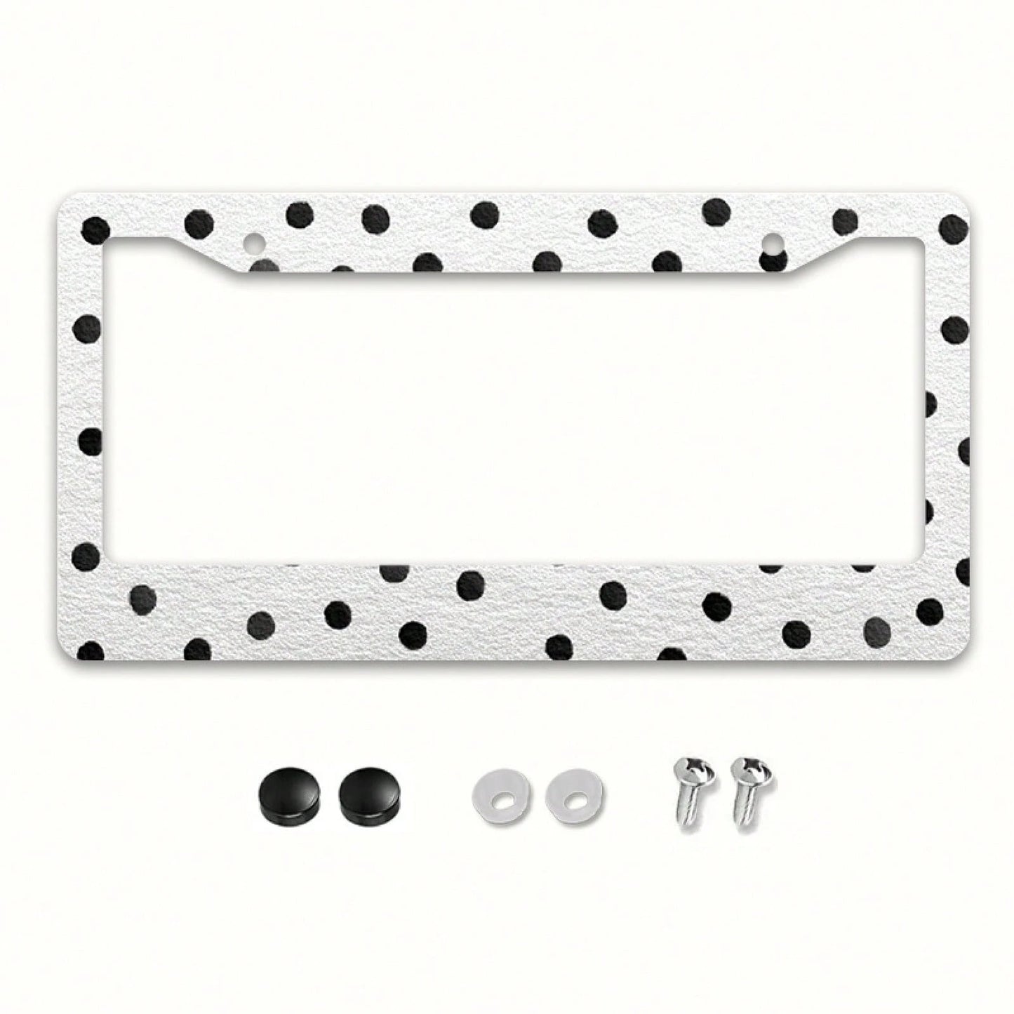 Classic Polka Dot Car License Plate Frame, Christmas Holiday Car Decor, Includes Mounting Screws, Fits North American & Most International Vehicles, 12x6 Inch, Car Must-Have Accessory, Ideal Gift For