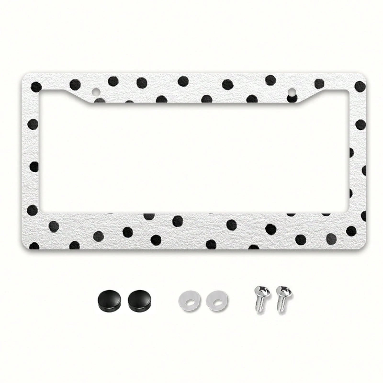 Classic Polka Dot Car License Plate Frame, Christmas Holiday Car Decor, Includes Mounting Screws, Fits North American & Most International Vehicles, 12x6 Inch, Car Must-Have Accessory, Ideal Gift For