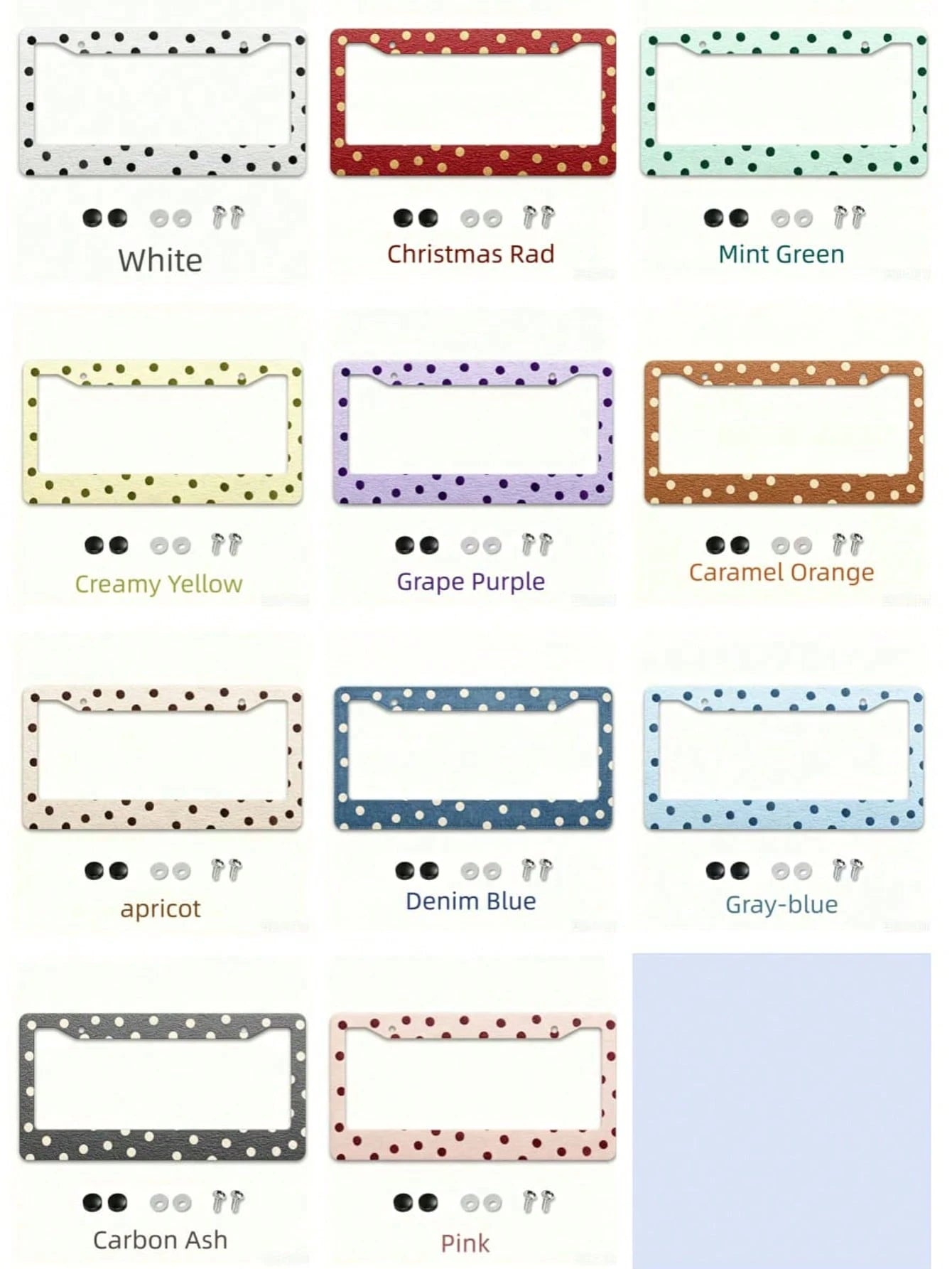 Classic Polka Dot Car License Plate Frame, Christmas Holiday Car Decor, Includes Mounting Screws, Fits North American & Most International Vehicles, 12x6 Inch, Car Must-Have Accessory, Ideal Gift For