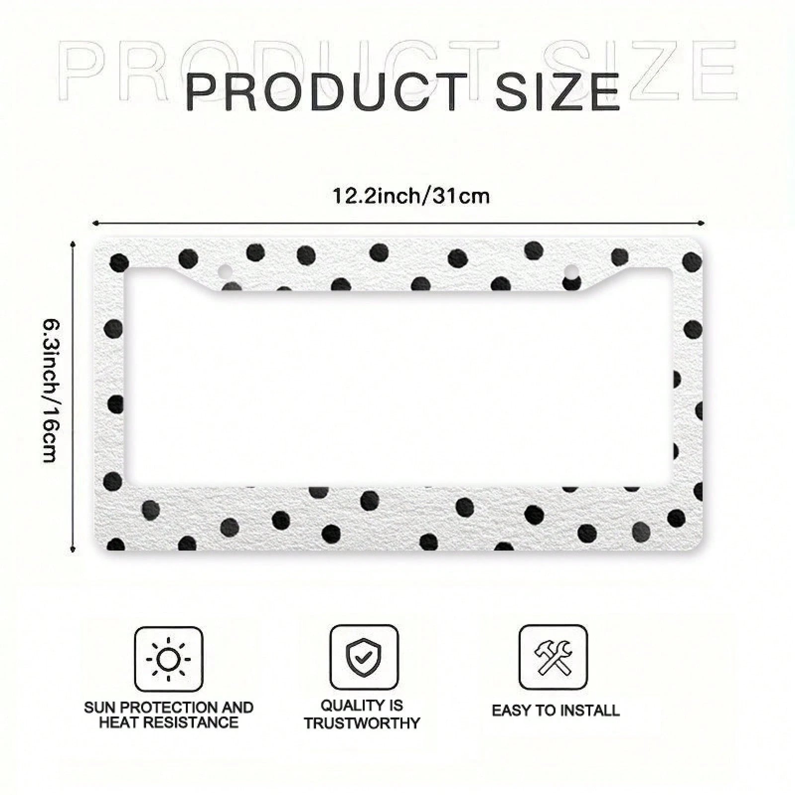 Classic Polka Dot Car License Plate Frame, Christmas Holiday Car Decor, Includes Mounting Screws, Fits North American & Most International Vehicles, 12x6 Inch, Car Must-Have Accessory, Ideal Gift For