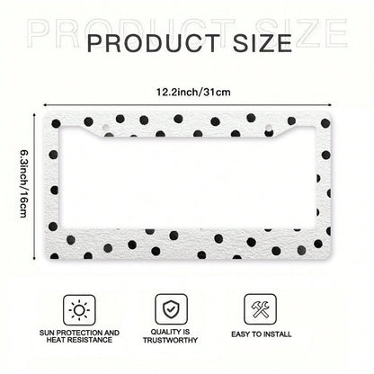 Classic Polka Dot Car License Plate Frame, Christmas Holiday Car Decor, Includes Mounting Screws, Fits North American & Most International Vehicles, 12x6 Inch, Car Must-Have Accessory, Ideal Gift For