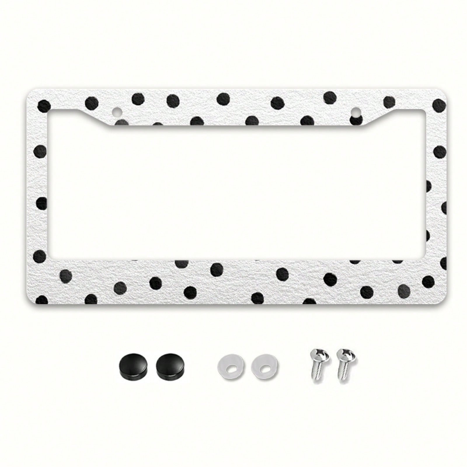 Classic Polka Dot Car License Plate Frame, Christmas Holiday Car Decor, Includes Mounting Screws, Fits North American & Most International Vehicles, 12x6 Inch, Car Must-Have Accessory, Ideal Gift For