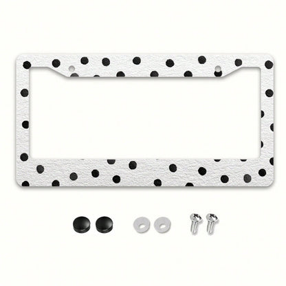 Classic Polka Dot Car License Plate Frame, Christmas Holiday Car Decor, Includes Mounting Screws, Fits North American & Most International Vehicles, 12x6 Inch, Car Must-Have Accessory, Ideal Gift For