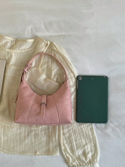 Classic Versatile Lacquered Solid Color Buckle Practical Texture Women's Shoulder Bag, Suitable For Shopping, Wallet, Young Women, College Students, Newcomers, White-Collar Workers. They Are Perfect F