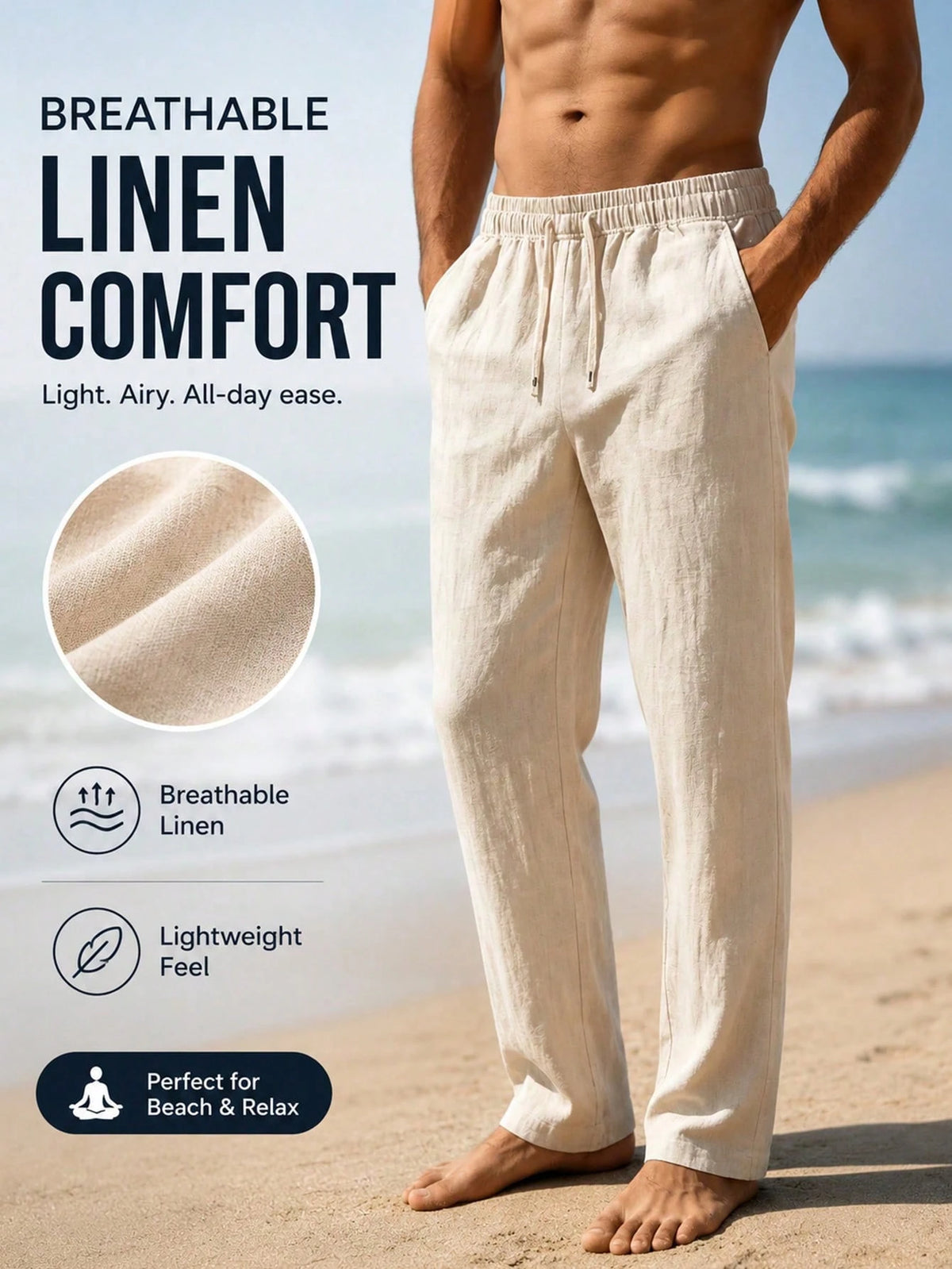 CleanFit Men's Textured Casual Pants, Straight Leg Wide Leg Trousers, Elastic Waist, Leg Slimming & Flattering, Drapey Wrinkle-Resistant Sports, Smart Casual, Athleisure