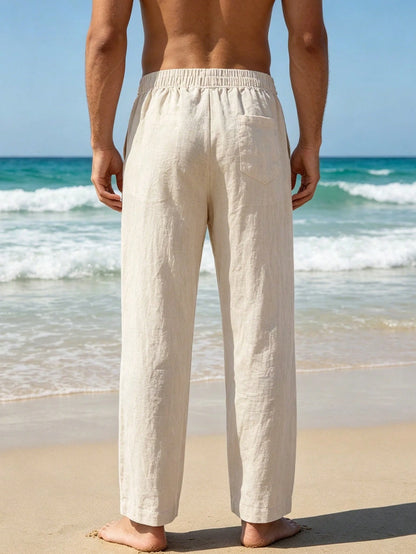 CleanFit Men's Textured Casual Pants, Straight Leg Wide Leg Trousers, Elastic Waist, Leg Slimming & Flattering, Drapey Wrinkle-Resistant Sports, Smart Casual, Athleisure