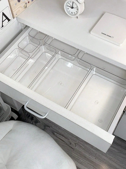 Clear Acrylic Drawer Organizer Set, 4 Sizes Trays, Multi-Purpose, Suitable For Storing Cosmetics, Pens, Small Items, Applicable To Bathroom, Vanity, Office Drawers,Bedroom Room Decor,Back To School