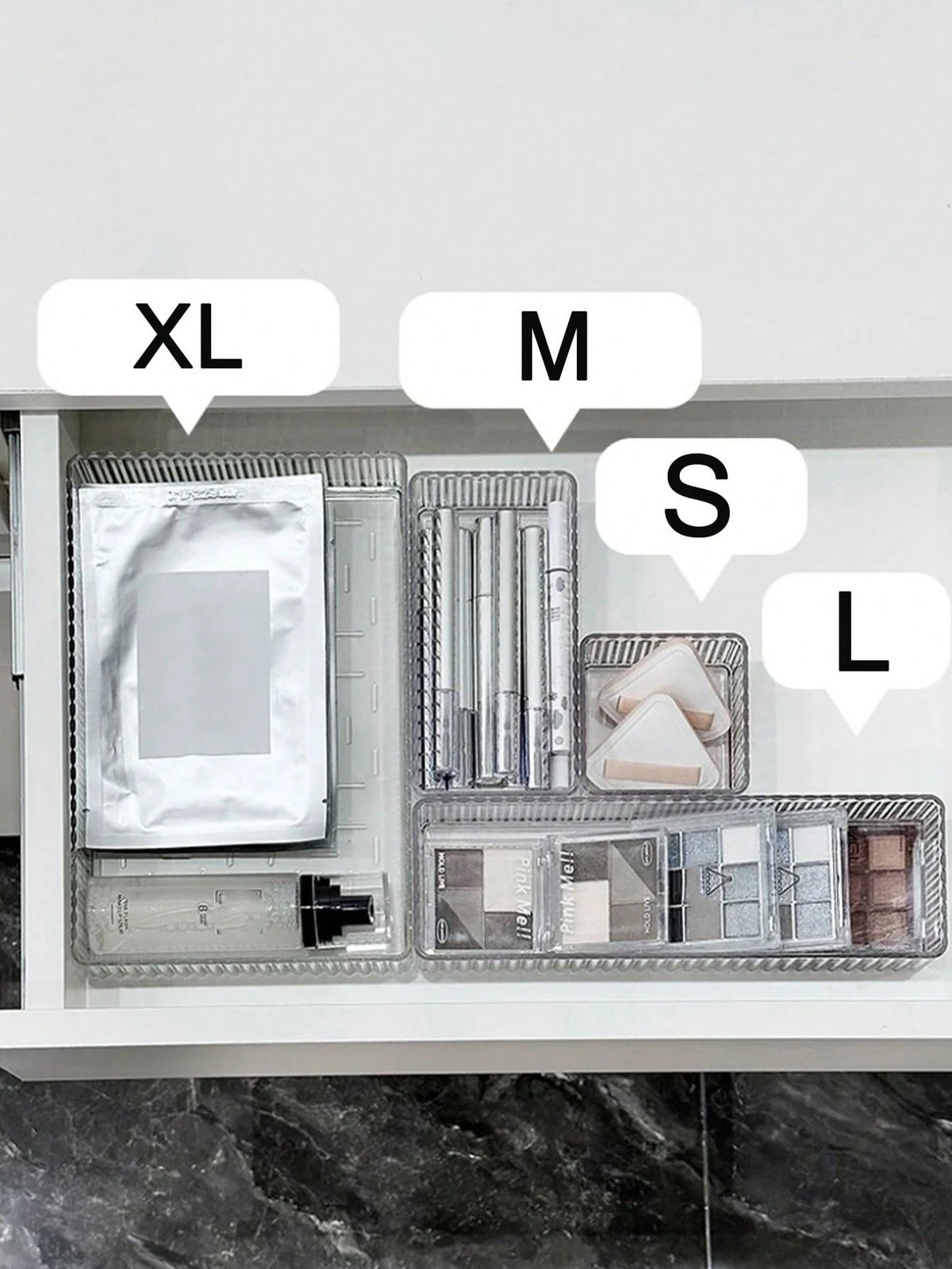 Clear Acrylic Drawer Organizer Set, 4 Sizes Trays, Multi-Purpose, Suitable For Storing Cosmetics, Pens, Small Items, Applicable To Bathroom, Vanity, Office Drawers,Bedroom Room Decor,Back To School