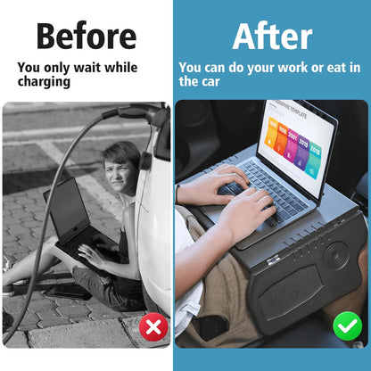 CN. 1 Pc Car Desk Steering Wheel Tray, Foldable Car Table Tray, Car Desk For Laptop, Steering Wheel Desk For Eating And Traveling, Upgraded Design