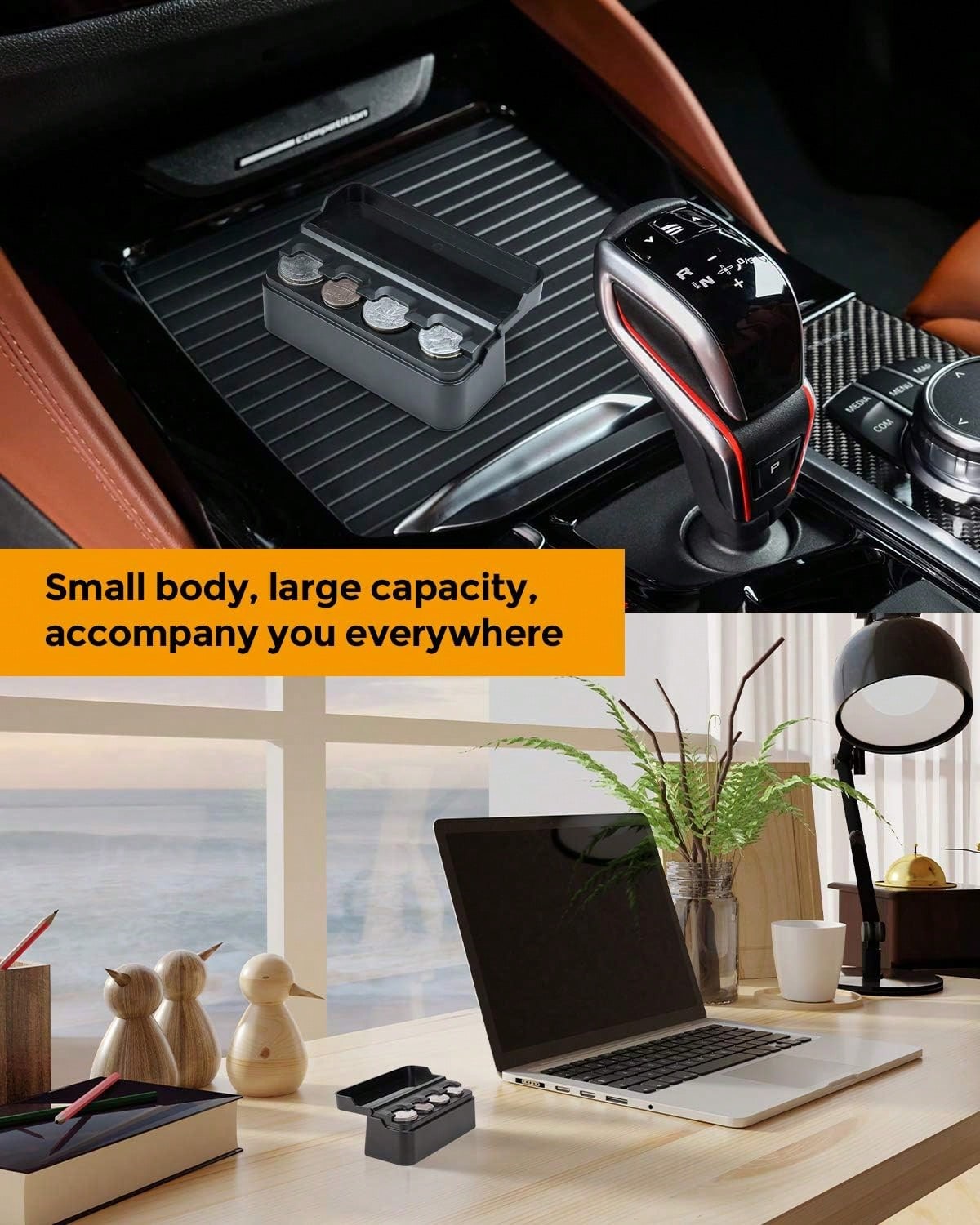 Coin Holder For Car Change Organizer Universal Storage Coin Money Dispenser Fit For Most Car Trucks Accessories