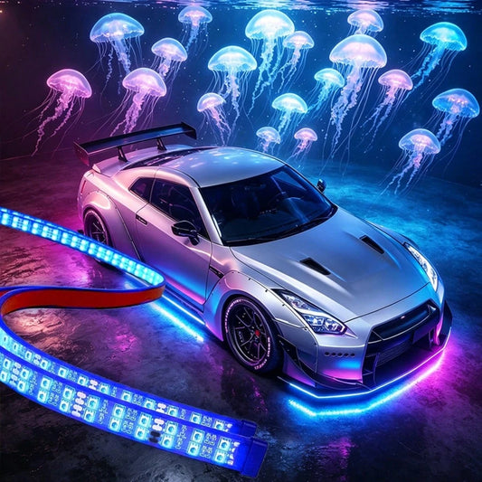 Colorful RGB Car Decoration Accessories, 4-In-1 Chassis Lights With App Control/Remote Control, New High-Brightness Glare Effects, Cool Lighting Kit, Suitable For Cars, Trucks, Motorcycles, ATVs, Car