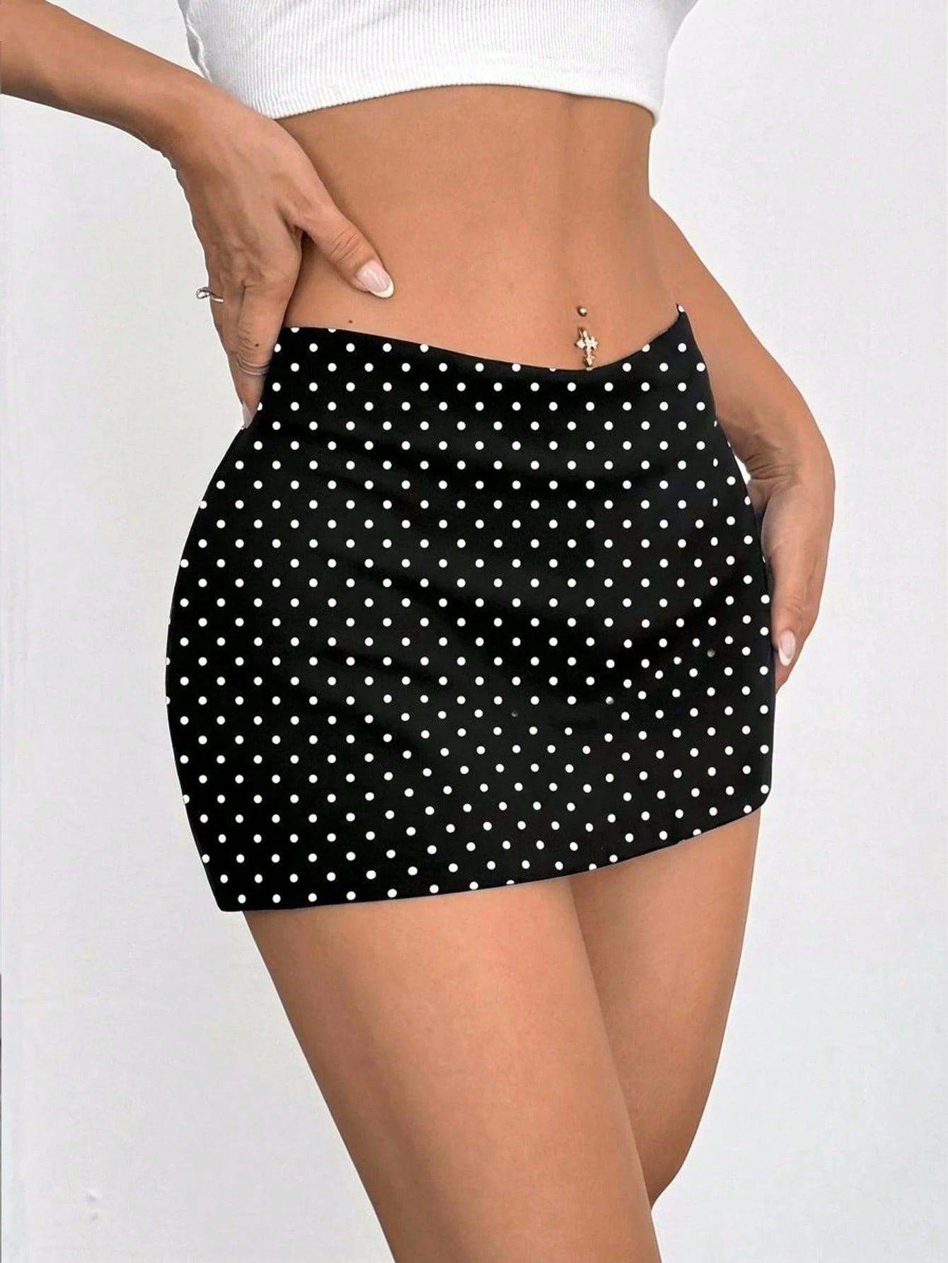 Comfortcana 2pcs Minimalist Cute Black Polka Dot Polka Dot Super Skirt, Polka Dot Bottoms, Versatile Sweet For Autumn Carnival Tea Party