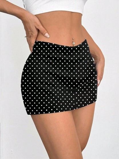 Comfortcana 2pcs Minimalist Cute Black Polka Dot Polka Dot Super Skirt, Polka Dot Bottoms, Versatile Sweet For Autumn Carnival Tea Party
