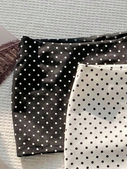 Comfortcana 2pcs Minimalist Cute Black Polka Dot Polka Dot Super Skirt, Polka Dot Bottoms, Versatile Sweet For Autumn Carnival Tea Party