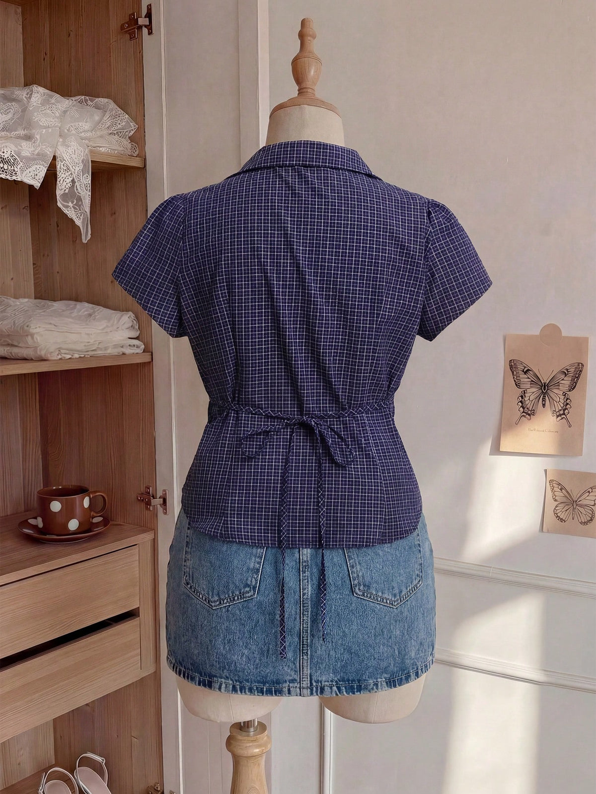 Comfortcana Plus Size Women's Plaid Short Sleeve Single Breasted Casual Shirt