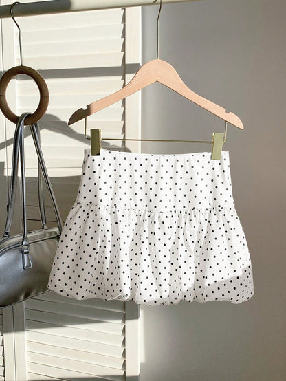Comfortcana Women's Polka Dot Floral Print A-Line Mini Skirt