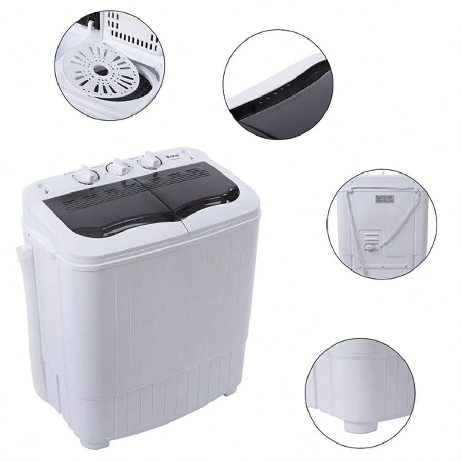 Compact Twin Tub With Built-In Drain Pump XPB35-188S 14.3(7.7 6.6)Lbs Semi-Automatic Gray Cover Washing Machine