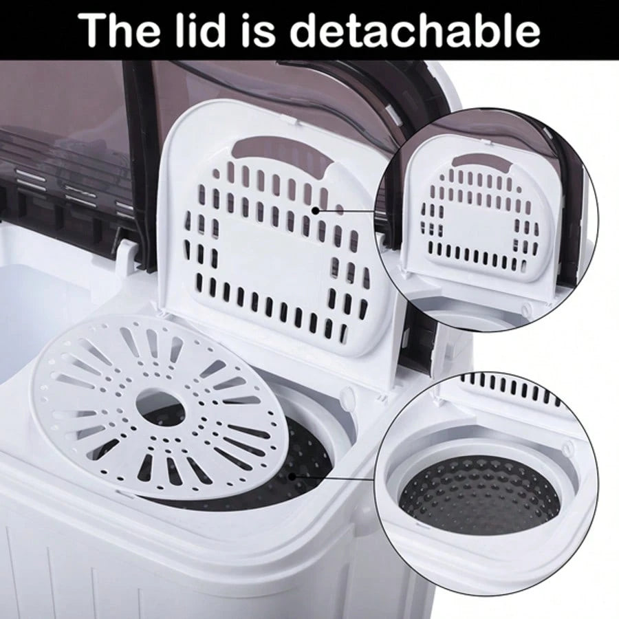 Compact Twin Tub With Built-In Drain Pump XPB35-188S 14.3(7.7 6.6)Lbs Semi-Automatic Gray Cover Washing Machine