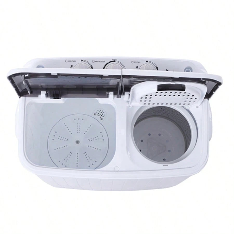 Compact Twin Tub With Built-In Drain Pump XPB35-188S 14.3(7.7 6.6)Lbs Semi-Automatic Gray Cover Washing Machine