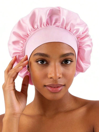 CONFLASS 3/1pc Women's Tulip Purple Solid Color Satin Sleep Cap, Soft Silk Sleep Cap Suitable For Curly Hair, Adjustable Sleep Cap Suitable For All Hair Types, Daily Use, Unisex