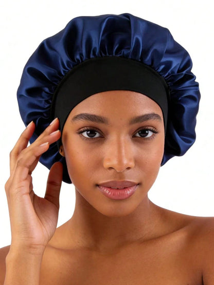 CONFLASS 3/1pc Women's Tulip Purple Solid Color Satin Sleep Cap, Soft Silk Sleep Cap Suitable For Curly Hair, Adjustable Sleep Cap Suitable For All Hair Types, Daily Use, Unisex
