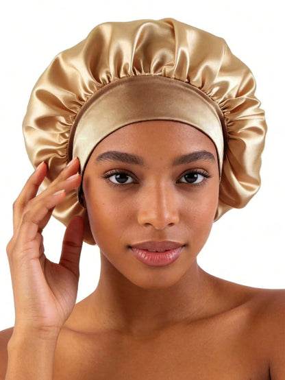 CONFLASS 3/1pc Women's Tulip Purple Solid Color Satin Sleep Cap, Soft Silk Sleep Cap Suitable For Curly Hair, Adjustable Sleep Cap Suitable For All Hair Types, Daily Use, Unisex
