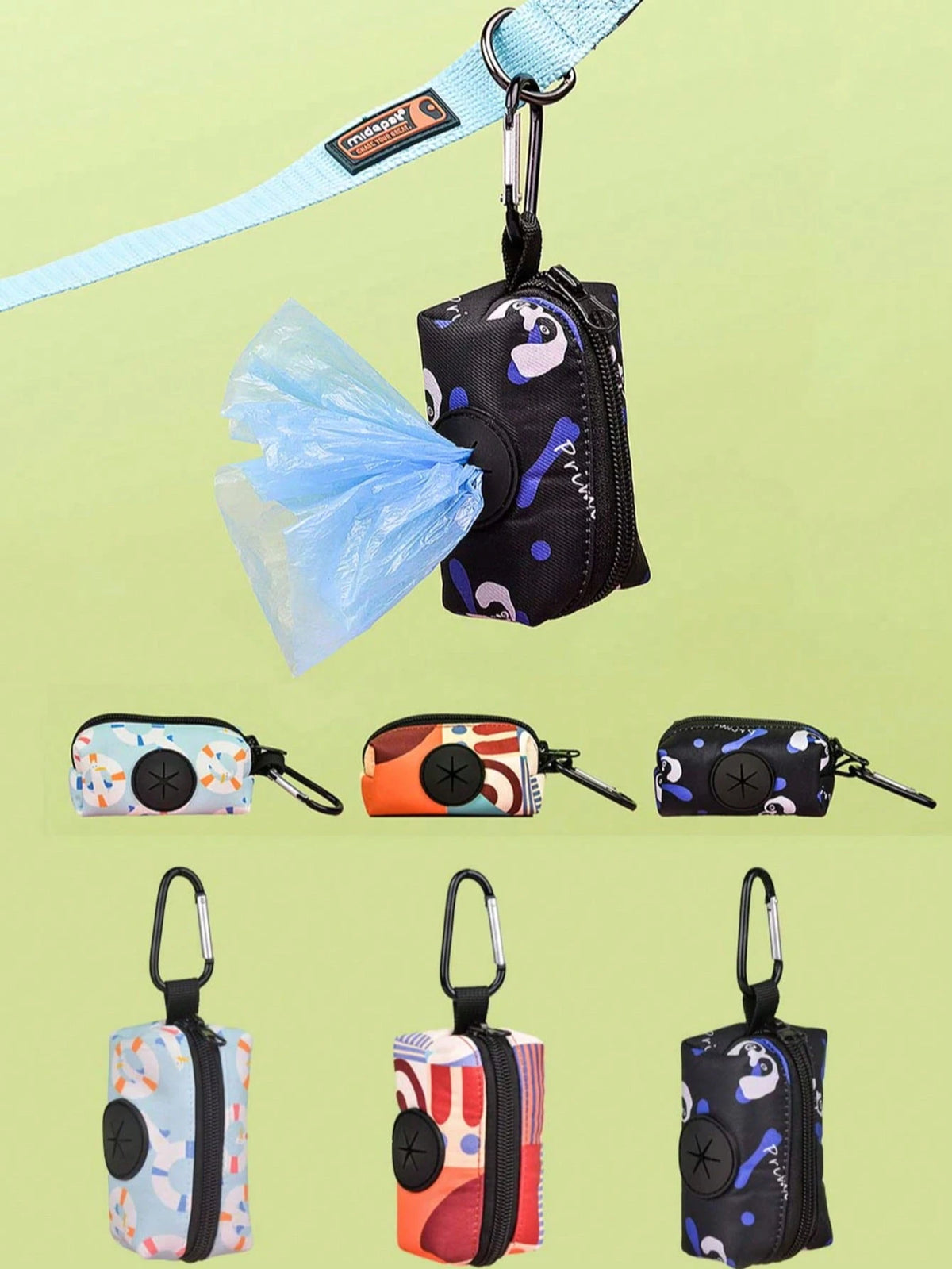 Convenient Bag With 4pcs Random Garbage Bags, Pet Waste Picker With Plastic Bags, Dog Poop Bags, Printed Design, Dog Accessories, Dog Poop Bags, Small Garbage Bag Holder, Leak-Proof Pet Waste Bags, Ou