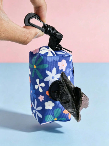 Convenient Bag With 4pcs Random Garbage Bags, Pet Waste Picker With Plastic Bags, Dog Poop Bags, Printed Design, Dog Accessories, Dog Poop Bags, Small Garbage Bag Holder, Leak-Proof Pet Waste Bags, Ou