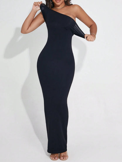 Convertible Strapless Long Dress For Women (Can Be Folded Into Short Dress) Black Summer Elegant