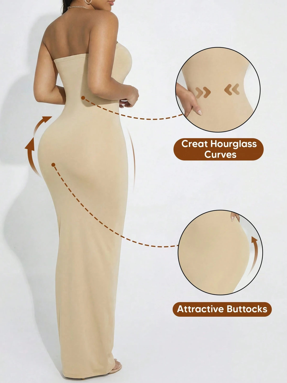 Convertible Strapless Long Dress For Women (Can Be Folded Into Short Dress) Black Summer Elegant
