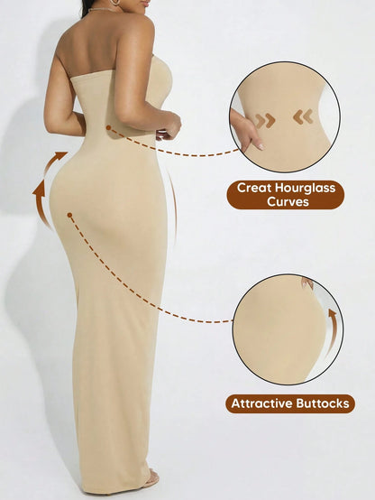 Convertible Strapless Long Dress For Women (Can Be Folded Into Short Dress) Black Summer Elegant