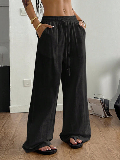 Coolane Women's Summer/All-Season Country Concert Going Out Beach Boho Basic Minimalist Washed 100% Cotton Curved Hem Pants