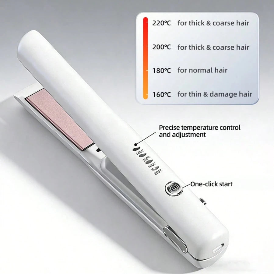 Cordless Hair Straightener, Rechargeable Flat Iron.Adjustable Heat For All Hair Types, Smooth, Glossy Styles Effortlessly.Ideal For Daily Use, Travel, And On-The-Go Hair Refreshes.