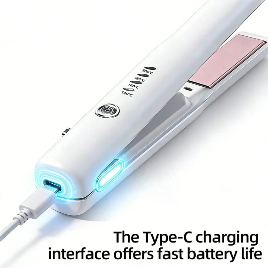 Cordless Hair Straightener, Rechargeable Flat Iron.Adjustable Heat For All Hair Types, Smooth, Glossy Styles Effortlessly.Ideal For Daily Use, Travel, And On-The-Go Hair Refreshes.